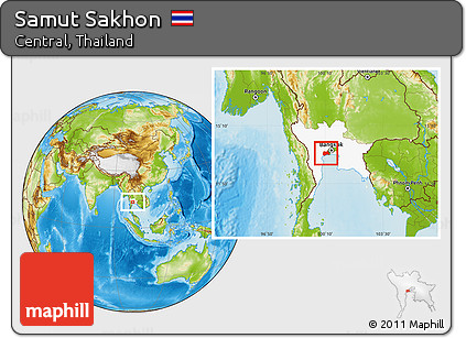 Physical Location Map of Samut Sakhon, highlighted parent region