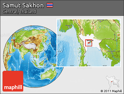 Physical Location Map of Samut Sakhon, highlighted parent region