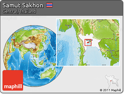Physical Location Map of Samut Sakhon, highlighted parent region