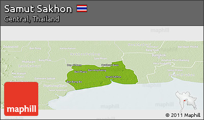 Physical Panoramic Map of Samut Sakhon, lighten