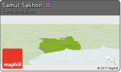 Physical Panoramic Map of Samut Sakhon, lighten