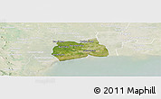 Satellite Panoramic Map of Samut Sakhon, lighten