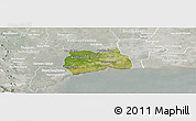 Satellite Panoramic Map of Samut Sakhon, lighten, semi-desaturated
