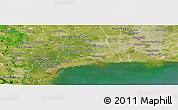 Satellite Panoramic Map of Samut Sakhon