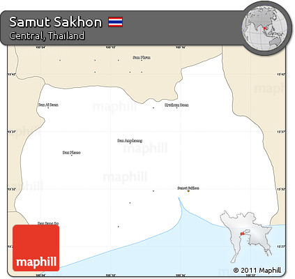 Classic Style Simple Map of Samut Sakhon