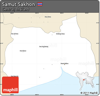 Classic Style Simple Map of Samut Sakhon