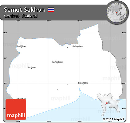 Gray Simple Map of Samut Sakhon, single color outside