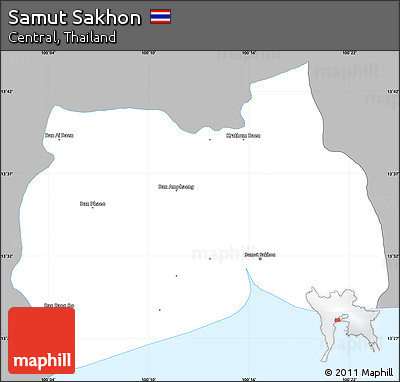 Gray Simple Map of Samut Sakhon, single color outside