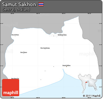 Gray Simple Map of Samut Sakhon, single color outside