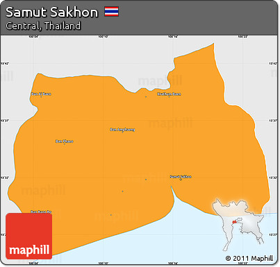 Political Simple Map of Samut Sakhon, single color outside