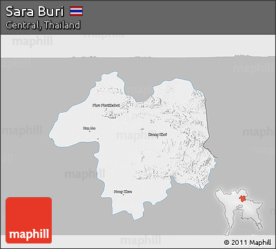 Gray 3D Map of Sara Buri, single color outside