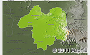 Physical 3D Map of Sara Buri, darken, semi-desaturated