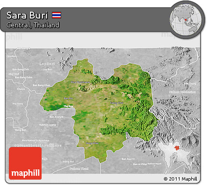 Satellite 3D Map of Sara Buri, lighten, desaturated