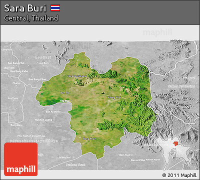 Satellite 3D Map of Sara Buri, lighten, desaturated