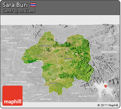 Satellite 3D Map of Sara Buri, lighten, desaturated