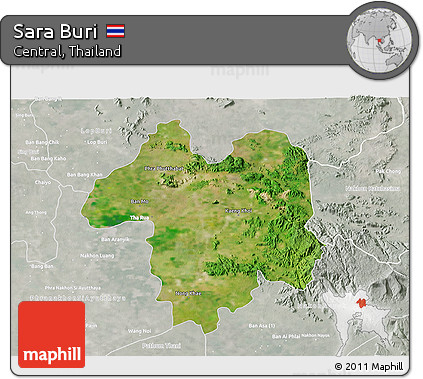 Satellite 3D Map of Sara Buri, lighten, semi-desaturated