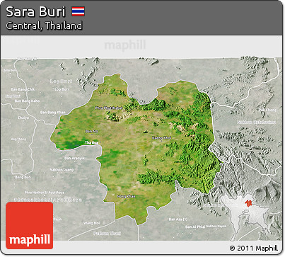 Satellite 3D Map of Sara Buri, lighten, semi-desaturated