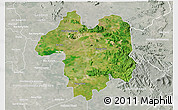 Satellite 3D Map of Sara Buri, lighten, semi-desaturated