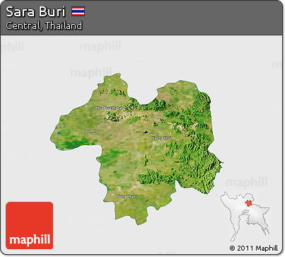 Satellite 3D Map of Sara Buri, single color outside
