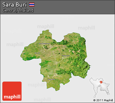 Satellite 3D Map of Sara Buri, single color outside