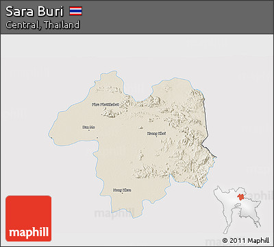 Shaded Relief 3D Map of Sara Buri, single color outside