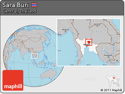Gray Location Map of Sara Buri, highlighted parent region