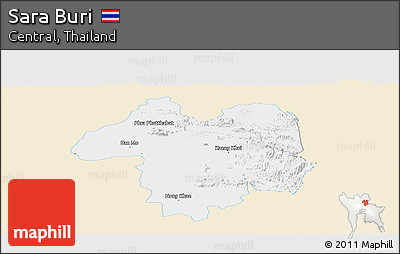 Classic Style Panoramic Map of Sara Buri, single color outside