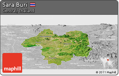 Satellite Panoramic Map of Sara Buri, lighten, desaturated