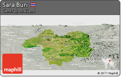 Satellite Panoramic Map of Sara Buri, lighten, semi-desaturated