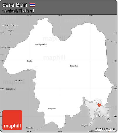 Gray Simple Map of Sara Buri