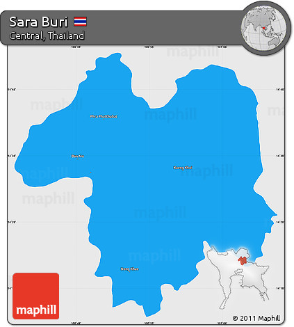 Political Simple Map of Sara Buri, single color outside