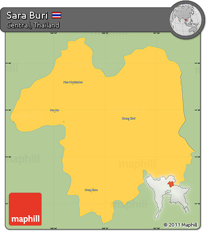 Savanna Style Simple Map of Sara Buri, single color outside