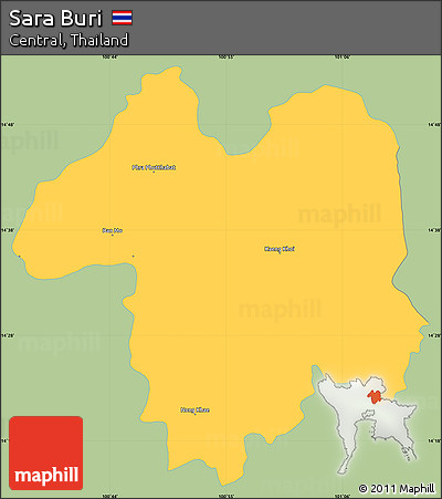 Savanna Style Simple Map of Sara Buri, single color outside
