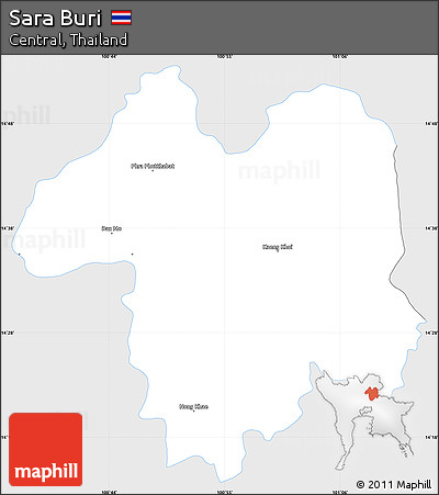 Silver Style Simple Map of Sara Buri, single color outside