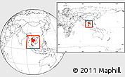 Blank Location Map of Thailand, within the entire continent