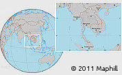 Gray Location Map of Thailand, hill shading inside