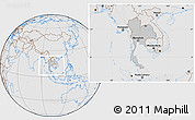 Gray Location Map of Thailand, lighten, desaturated