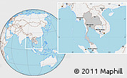 Gray Location Map of Thailand, lighten, land only