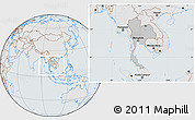 Gray Location Map of Thailand, lighten, semi-desaturated