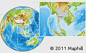 Gray Location Map of Thailand, physical outside