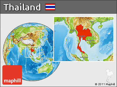 Physical Location Map of Thailand