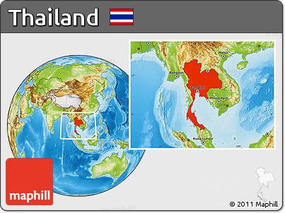 Physical Location Map of Thailand