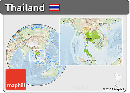 Physical Location Map of Thailand, lighten