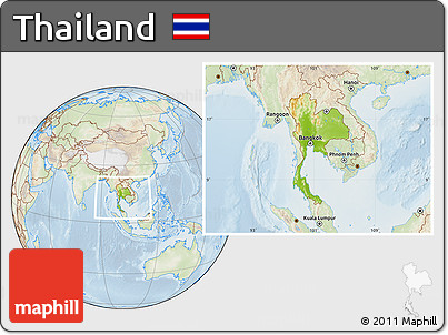 Physical Location Map of Thailand, lighten