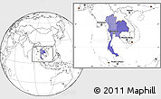 Political Location Map of Thailand, blank outside