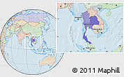 Political Location Map of Thailand, lighten, land only
