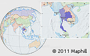 Political Location Map of Thailand, lighten