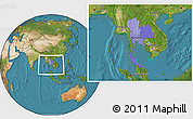 Political Location Map of Thailand, satellite outside