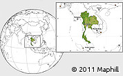 Satellite Location Map of Thailand, blank outside