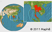 Satellite Location Map of Thailand